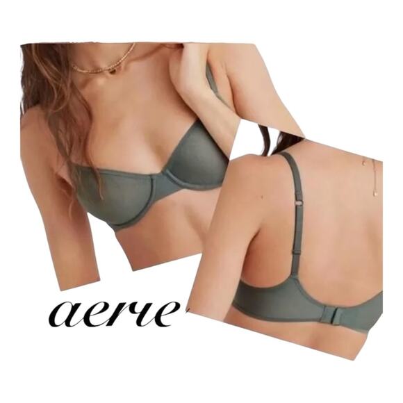 SMOOTHEZ by Aerie Full Coverage Lightly Lined Bra NWT Flexible Wire Green Sz 32A - Picture 11 of 12